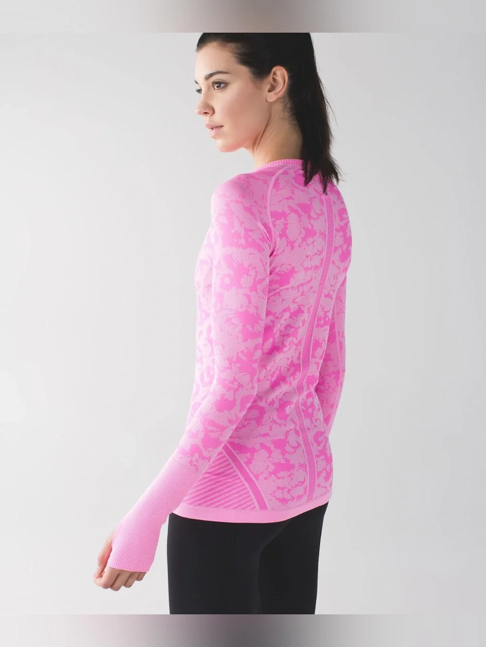 Lululemon Swiftly Tech Long Sleeve Crew Heathered Raspberry Glo Light Sz 6 A336